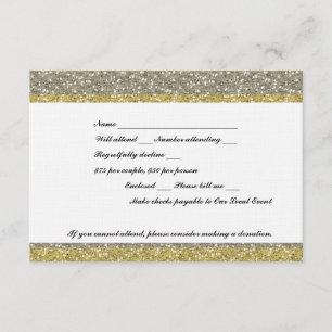 Cartons Réponse Fancy Silver Gold Parties scintillant Look événeme