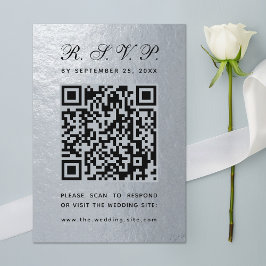 Cartons Réponse Faux Code QR Argenté Mariage Noir Écriture