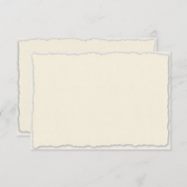 Cartons Réponse Faux Deckle Edge Ivory White Mariage horizontal (Devant / Derrière)