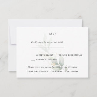 Cartons Réponse Faux Gold Greenery Wedding 
