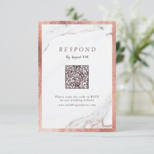 Cartons Réponse Faux rose or marbre luxe moderne code QR