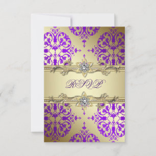 Cartons Réponse Fête damas or violet Or violet