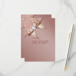 Cartons Réponse Fête d'anniversaire Paillettes et Rose Gold Glamou