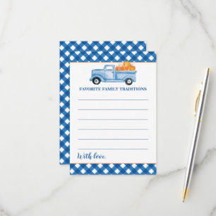 Cartons Réponse Fête de bébé camion bleu citrouille traditions fam