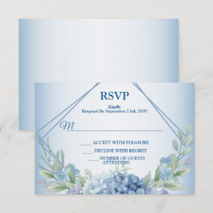 Cartons Réponse Fête de mariage rétro poussiéreuse florale bleue a