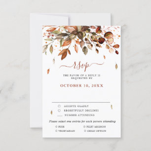 Cartons Réponse Feuille d'automne rustique Mariage de campagne RSV