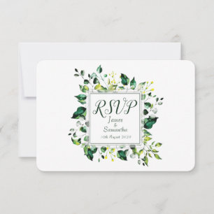 Cartons Réponse Feuille verte et fleur jaune   d'aquarelle
