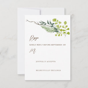 Cartons Réponse Feuilles d'arbre au poivre Fern Jardin Mariage Ver