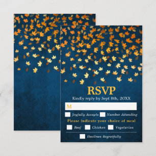 Cartons Réponse Feuilles d'automne Blue Grunge Mariage Repas Choix