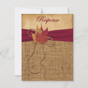 Cartons Réponse Feuilles d'automne, Carte-réponse FAUX Burlap 3