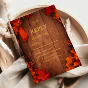 Cartons Réponse Feuilles de bois rustiques d'automne