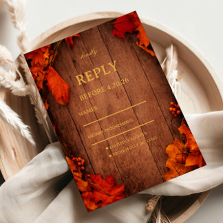 Cartons Réponse Feuilles de bois rustiques d'automne