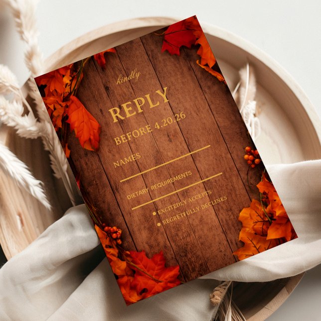 Cartons Réponse Feuilles de bois rustiques d'automne (Créateur téléchargé)