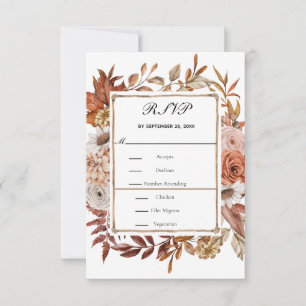 Cartons Réponse Feuilles de Floraison d'Automne Mariage Formel Élé
