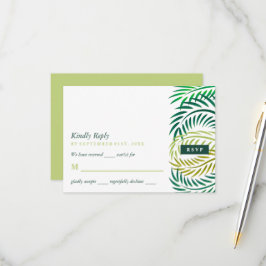Cartons Réponse Feuilles de palmiers tropicaux, Mariage de plage