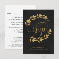 Feuilles Golden Laurel sur Black Elegant Wedding