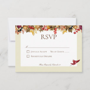 Cartons Réponse Feuilles Rustiques Automne Mariage