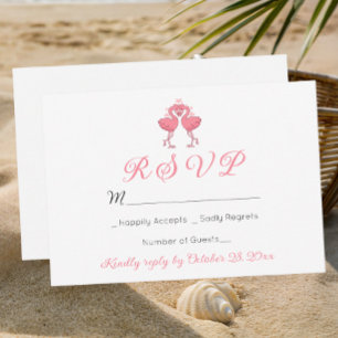 Cartons Réponse Flamingo Tropical Luau Hawaïen Mariage sur la Plag