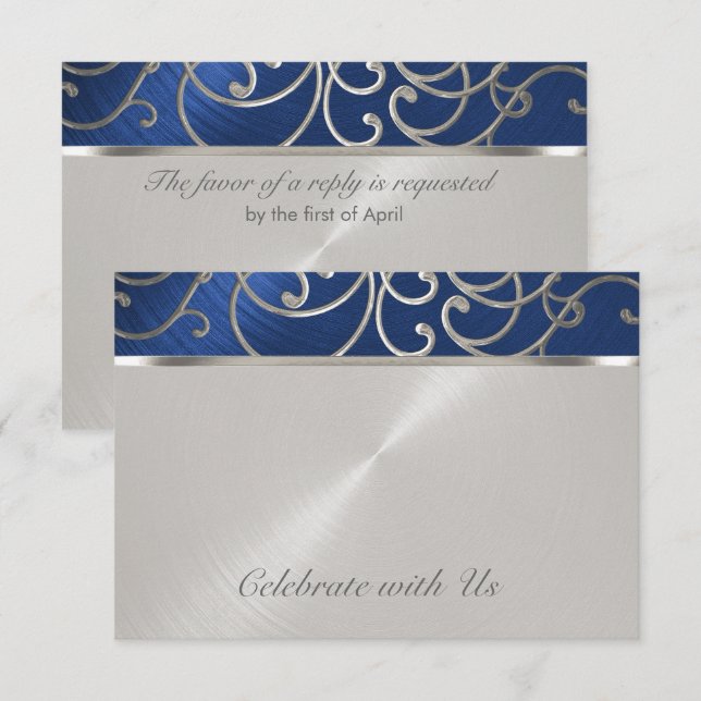 Cartons Réponse Flèches bleu et argent de la Quinceanera Navy (Devant / Derrière)