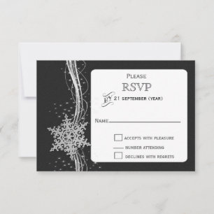 Cartons Réponse Flèches de neige en argent noir Mariage d'hiver RS