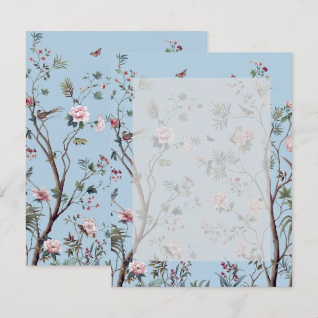 Cartons Réponse Fleur bleue antique (Devant / Derrière)