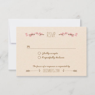 Cartons Réponse Fleur de cerisier Mariage rustique