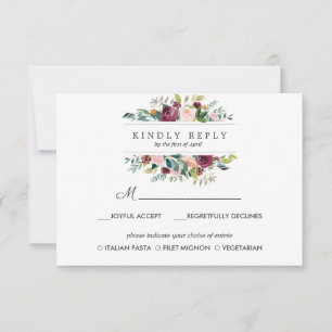 Cartons Réponse Fleur du pays Mariage d'automne option REPAS RSV