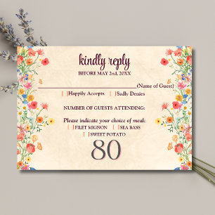 Cartons Réponse Fleur élégante 80 ans Fête Florale 80e anniversair