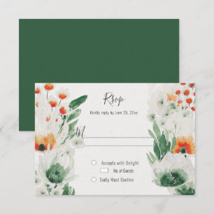 Cartons Réponse Fleur Moderne Aquarelle Vert Orange Atténué