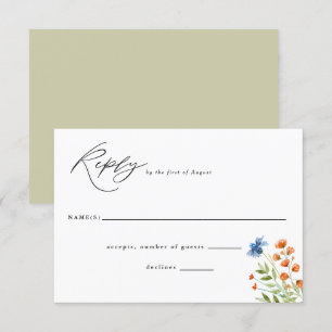 Cartons Réponse Fleur sauvage Aquarelle Boho Fleurs Mariage Répons