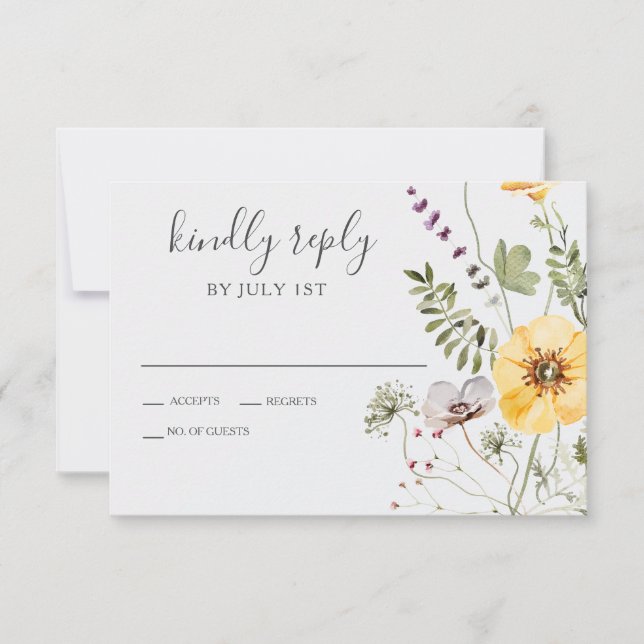 Cartons Réponse Fleur sauvage Boho Floral Mariage (Devant)