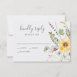 Cartons Réponse Fleur sauvage Boho Floral Mariage