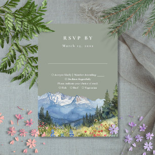 Cartons Réponse Fleur sauvage de montagne Sage Green Watercolor Ma