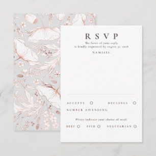 Cartons Réponse Fleur sauvage dessiné à la main Rose Gold Wedding 