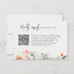 Cartons Réponse Fleur sauvage d'été vert & orange QR Code en ligne