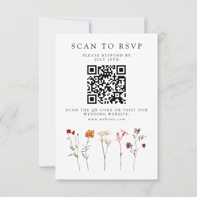 Cartons Réponse Fleur sauvage Lesbian Pride Floral Mariage QR Code (Devant)
