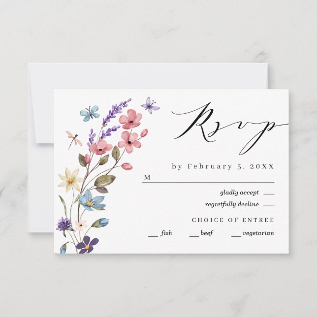 Cartons Réponse Fleur sauvage Printemps Été Floral Mariage (Devant)