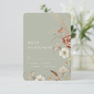 Cartons Réponse Fleur sauvage séché Floral BOHO Sage Green Mariage