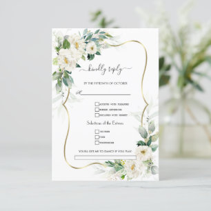 Cartons Réponse Fleurs blanches vertes Chanson or Mariage de deman