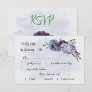 Cartons Réponse Fleurs bleu pourpre vert feuille mariage