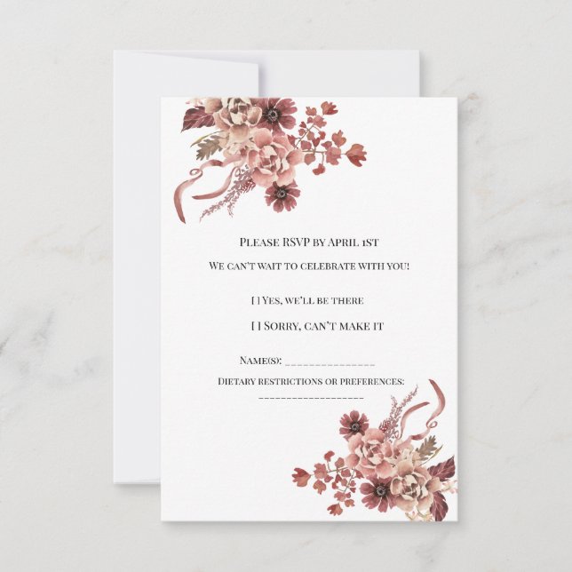 Cartons Réponse Fleurs d'automne rustiques à l'aquarelle (Devant)