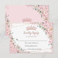 Fleurs de cerise Rose Gold Sweet 16 Quinceañera XV