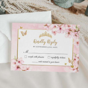 Cartons Réponse Fleurs de cerisier élégantes Quinceañera Douce 16
