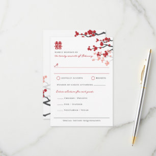 Cartons Réponse Fleurs de cerisier rouge et Mariage chinois double