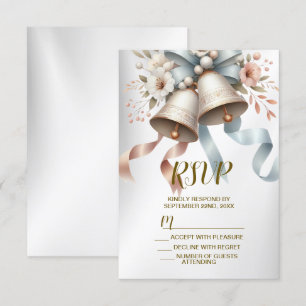 Cartons Réponse Fleurs de mariage cloches Rubans bleu rose Beau