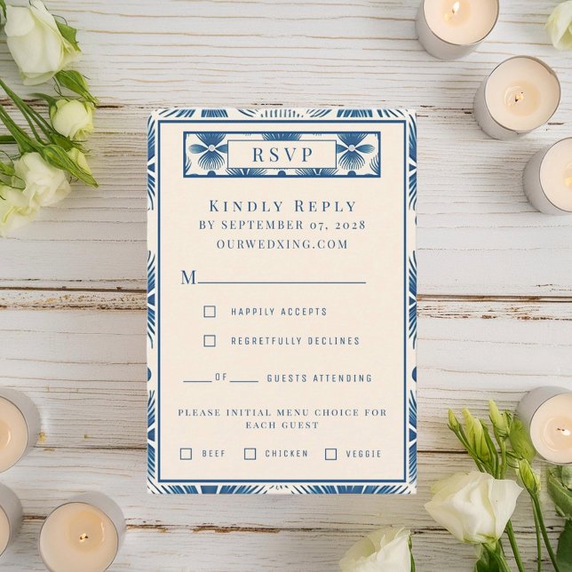 Cartons Réponse Fleurs de mariage du milieu du siècle | Impression (Créateur téléchargé)