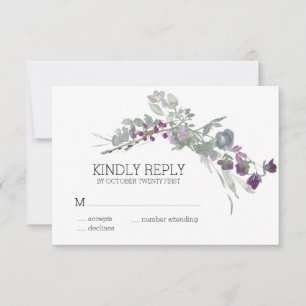 Cartons Réponse Fleurs de mariage lavande aquarelle sauvage