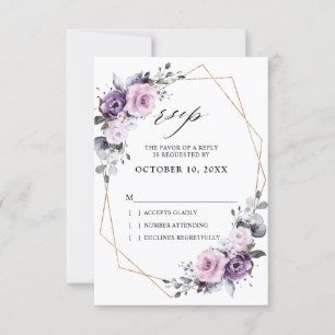 Cartons Réponse Fleurs de nuances de pourpre poussiéreux Mariage g