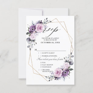 Cartons Réponse Fleurs de nuances de pourpre poussiéreux Mariage g