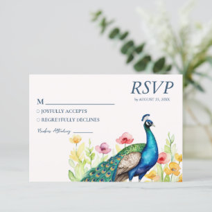 Cartons Réponse Fleurs de paon à aquarelle tendance